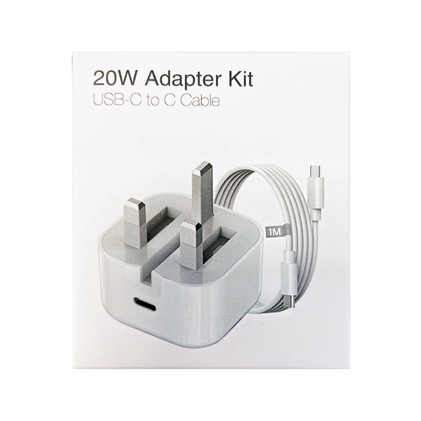 20W USB-C Power Adapter Kit + USB C to C Cable 1M White