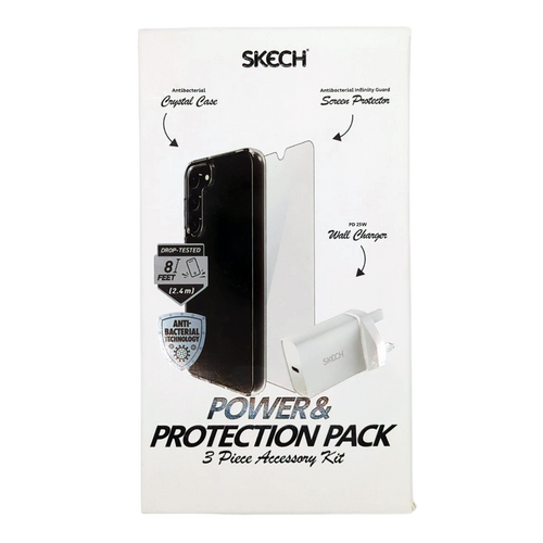SKECH Galaxy S23 Bundle Pack Clear Case + Screen Protector + 25W PD 3 PIN Charger
