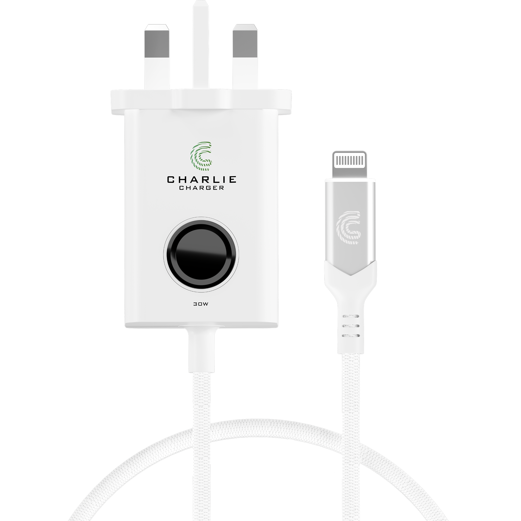 Charlie Charger 30W  Lightning USB 1 Metre  White